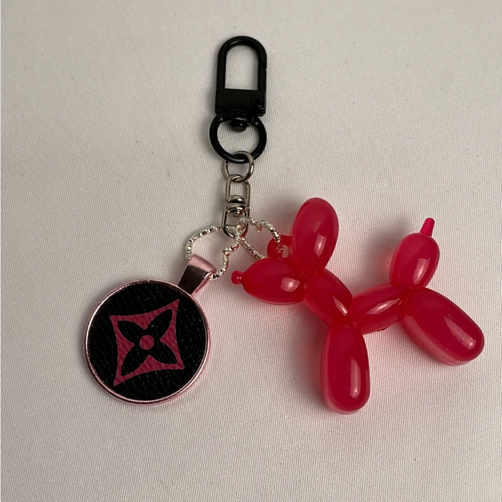 Louis Vuitton upcycled multicolor Murakami canvas Pink Balloon Dog Keychain bag